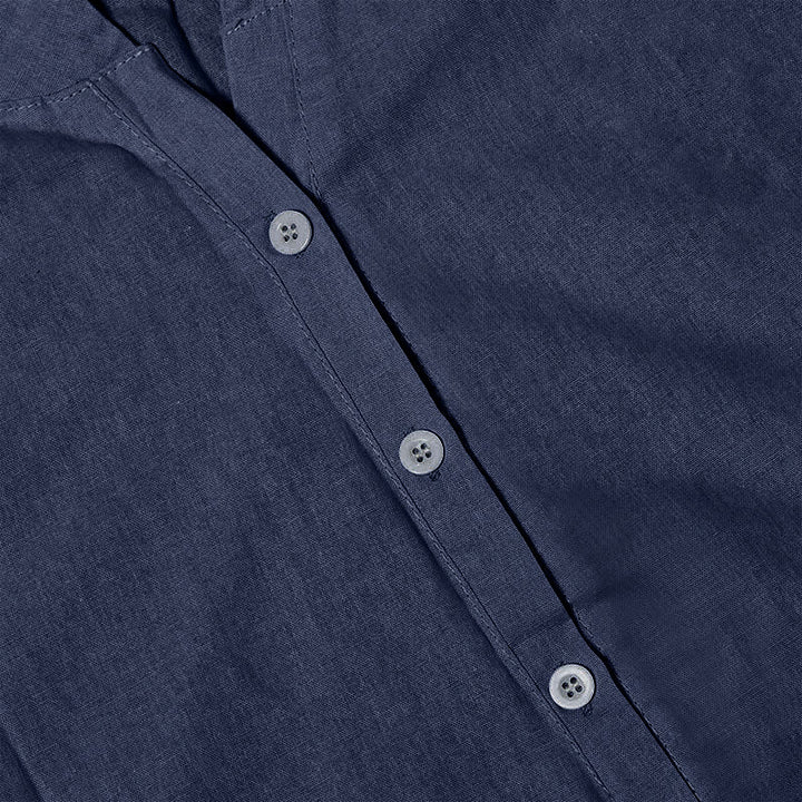 Camisa informal de manga corta con cuello entallado y botones lisos de Buddha Stones para mujer - image 59