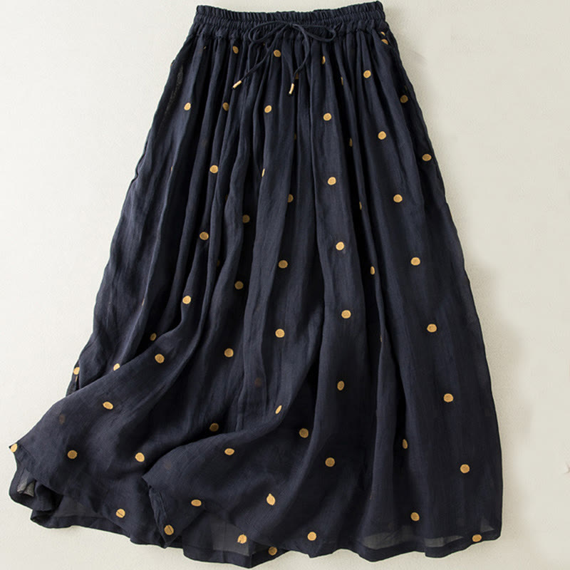 Falda plisada para mujer con estampado artístico de puntos vintage de Buddha Stones - Azul medianoche - US8-10,UK/AU12-14,EU40-42 (2XL) - image 14
