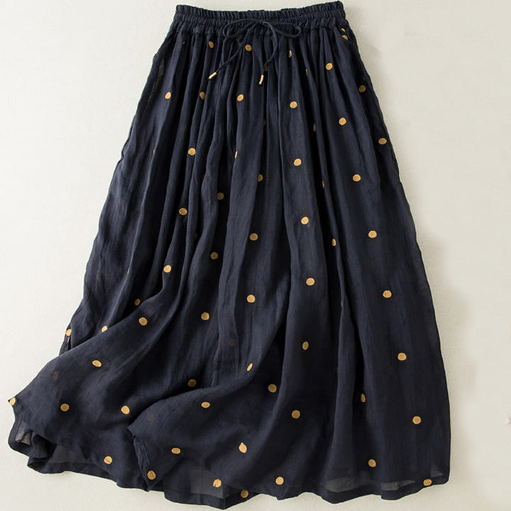 Falda plisada para mujer con estampado artístico de puntos vintage de Buddha Stones - Azul medianoche - US8-10,UK/AU12-14,EU40-42 (2XL) - image 14