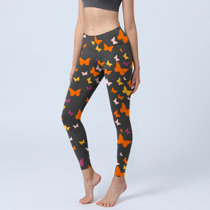 Leggings de yoga para mujer con estampado de mariposas coloridas y Buddha Stones - Negro - US18,UK/AU22,EU50 (4XL) - image 1