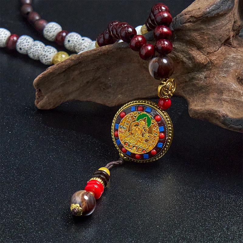 Buddha Stones, cuentas de madera tibetanas hechas a mano, Om Mani Padme Hum Samantabhadra Bodhisattva, colgante de collar de pureza - image 11