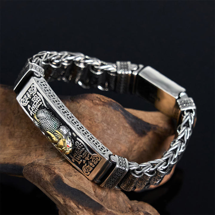 Pulsera de metal con Buddha Stones, hebilla de cobre tibetano, rueda de oración, Sutra del Corazón, Pi Xiu