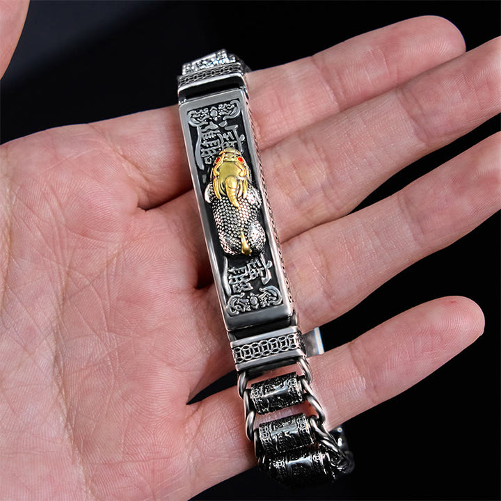Pulsera de metal con Buddha Stones, hebilla de cobre tibetano, rueda de oración, Sutra del Corazón, Pi Xiu