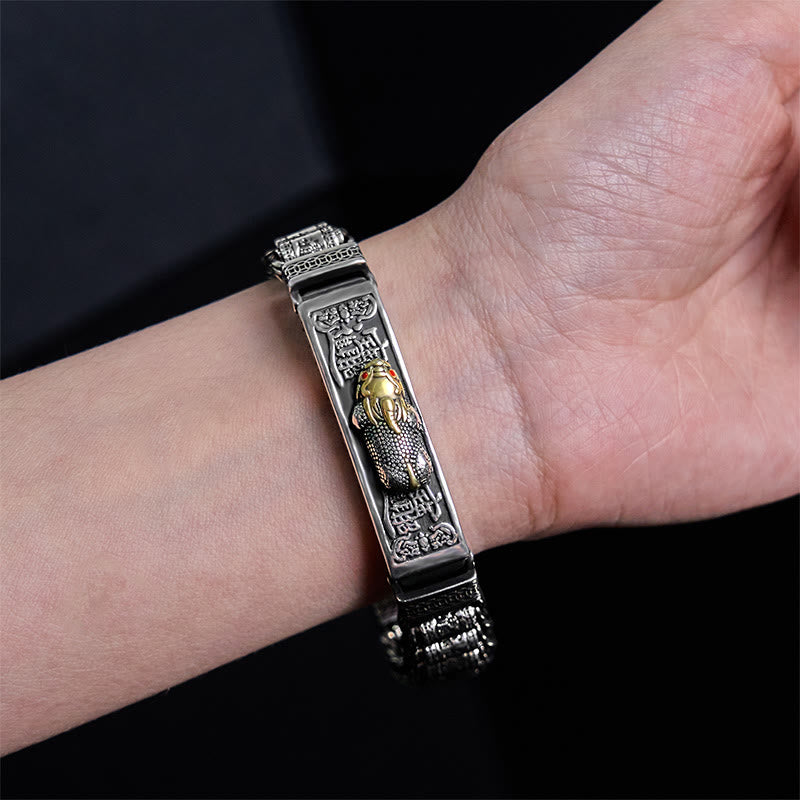 Pulsera de metal con Buddha Stones, hebilla de cobre tibetano, rueda de oración, Sutra del Corazón, Pi Xiu