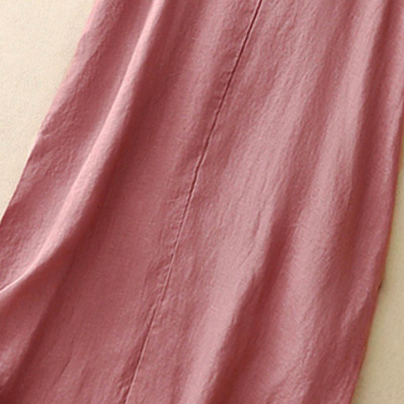 Vestido midi sin mangas de diseño sencillo con cuello redondo y colores puros de estilo casual de verano con Buddha Stones - image 2