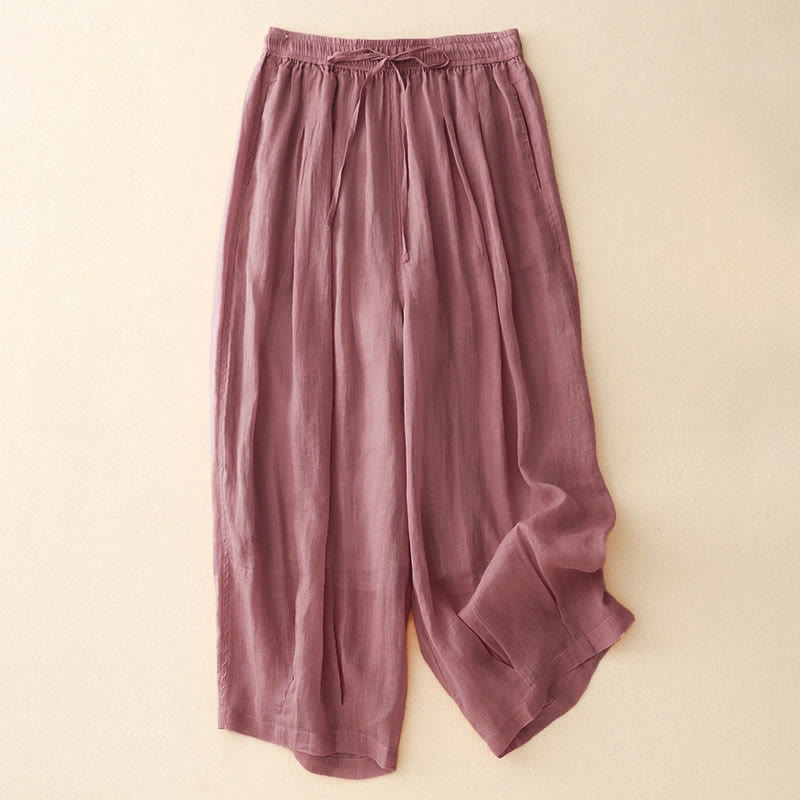 Pantalones casuales sueltos de doble capa Buddha Stones , de largo 7-8, para mujer, con bolsillos - Rosa claro - US8-10,UK/AU12-14,EU40-42 (2XL) - image 16
