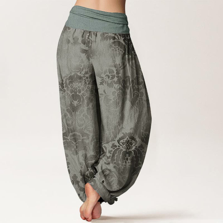 Pantalones Buddha Stones de algodón puro con diseño de hojas y flores para mujer, cintura elástica - image 9