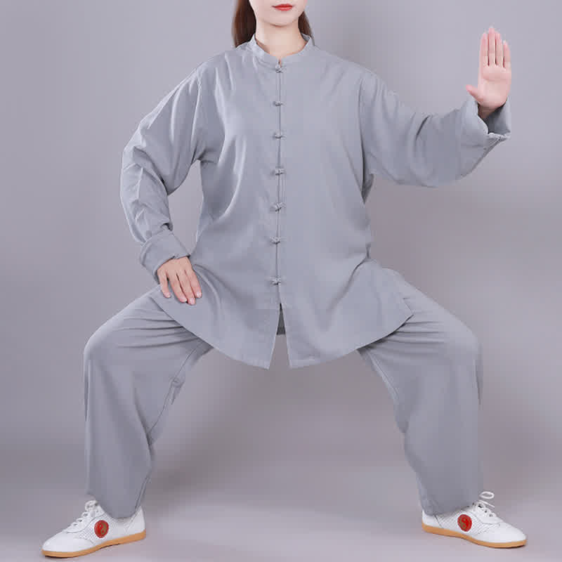 Conjunto de ropa unisex de lino y algodón con Buddha Stones, tai chi, qigong, oración, práctica espiritual zen - Gris - Manga larga - US14, UK/AU18, EU46 (3XL)  - image 25