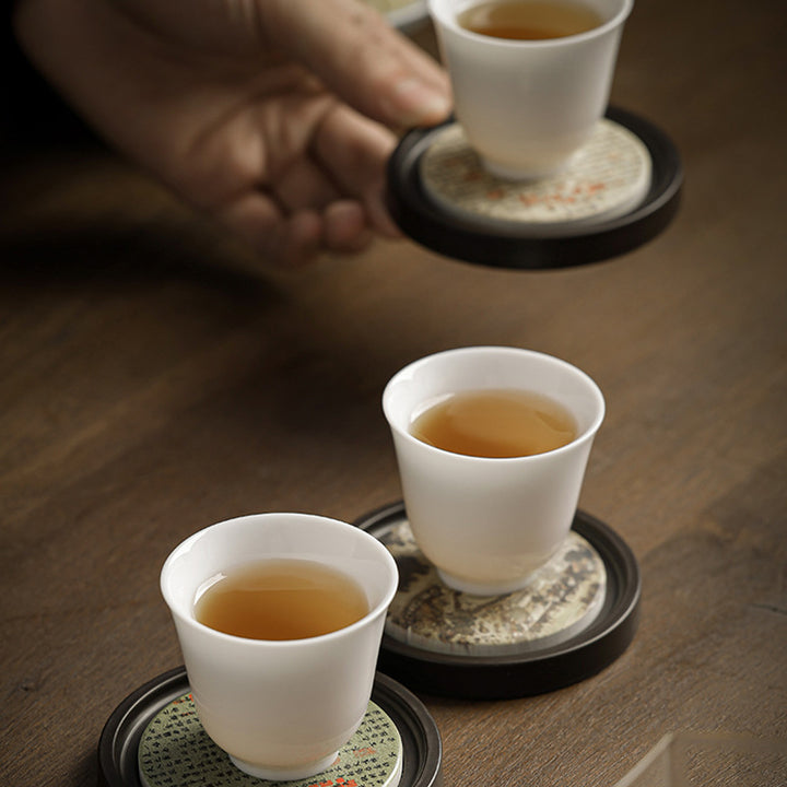 Buddha Stones, flor de ciruelo, corazón de melocotón, Sutra, níspero, Magnolia, caqui, tapete para Taza de cerámica, posavasos, tapete para té Kung Fu