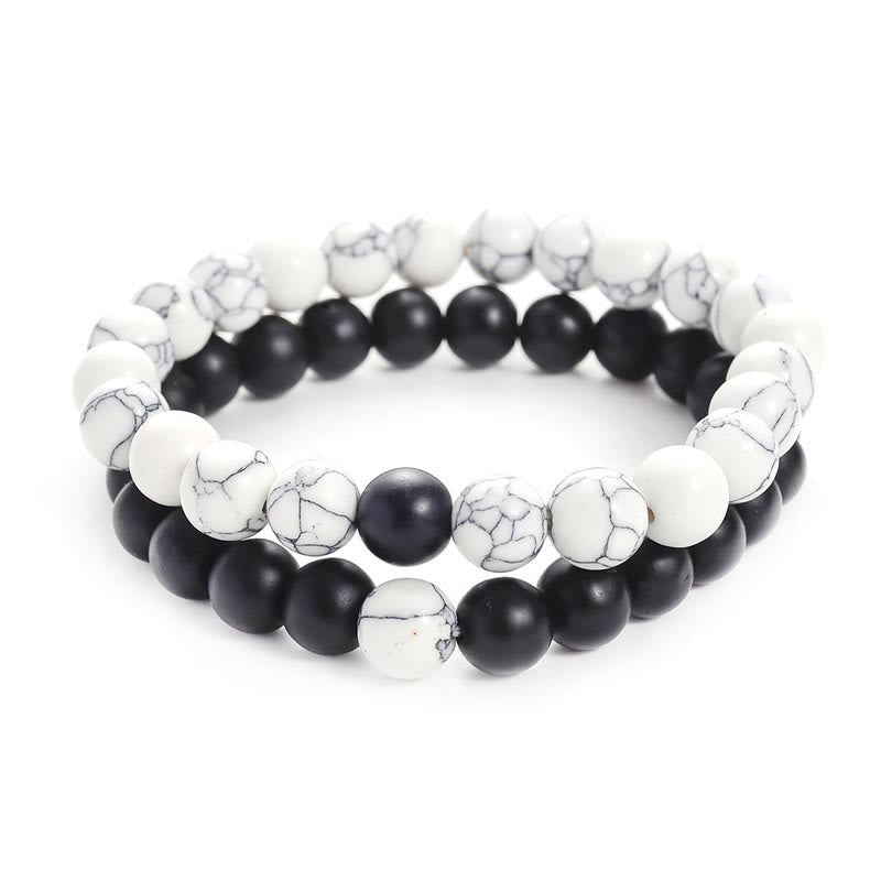 Pulsera de pareja con cuentas de turquesa blanca y piedra esmerilada Natural de Buddha Stones , 2 uds.