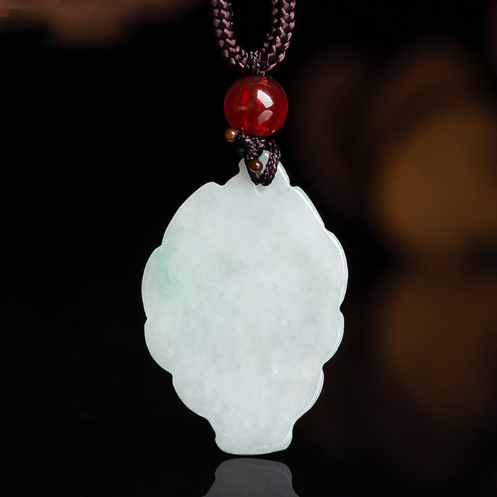 Colgante de collar de prosperidad de la suerte de zorro de nueve colas de jade natural con Buddha Stones