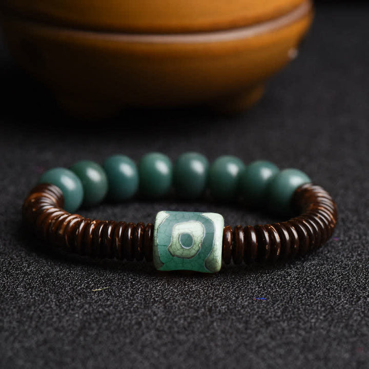 Pulsera tibetana de semilla de Bodhi cian, cuentas Dzi de cáscara de coco para mantener alejados los espíritus malignos