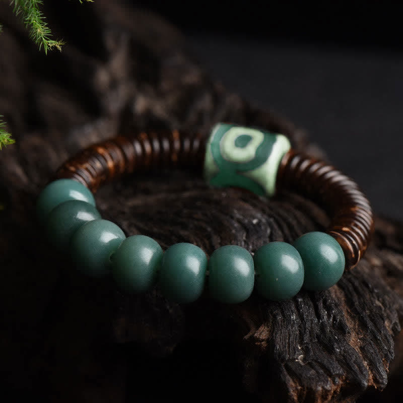 Pulsera tibetana de semilla de Bodhi cian, cuentas Dzi de cáscara de coco para mantener alejados los espíritus malignos