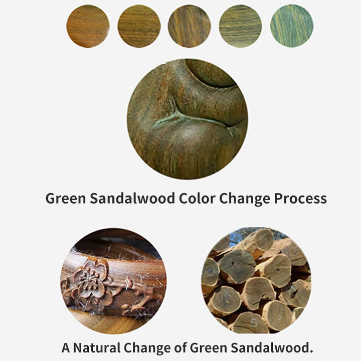 Buddha Stones pequeñas de sándalo verde, talladas con forma de gato de la suerte, decoraciones relajantes - image 8