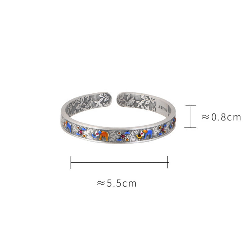 Pulsera de plata de ley 999 con Buddha Stones , diseño de elefante, fuerza y sabiduría - image 9