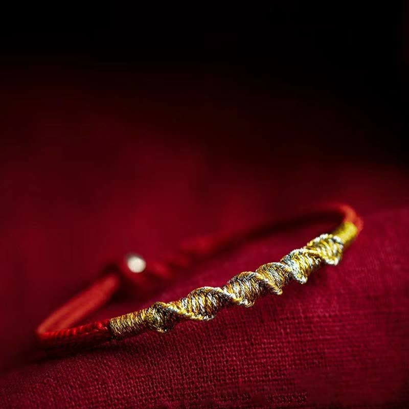 Pulsera trenzada de protección con hilo rojo de la fuerza de la suerte de plata de ley 925 con Buddha Stones