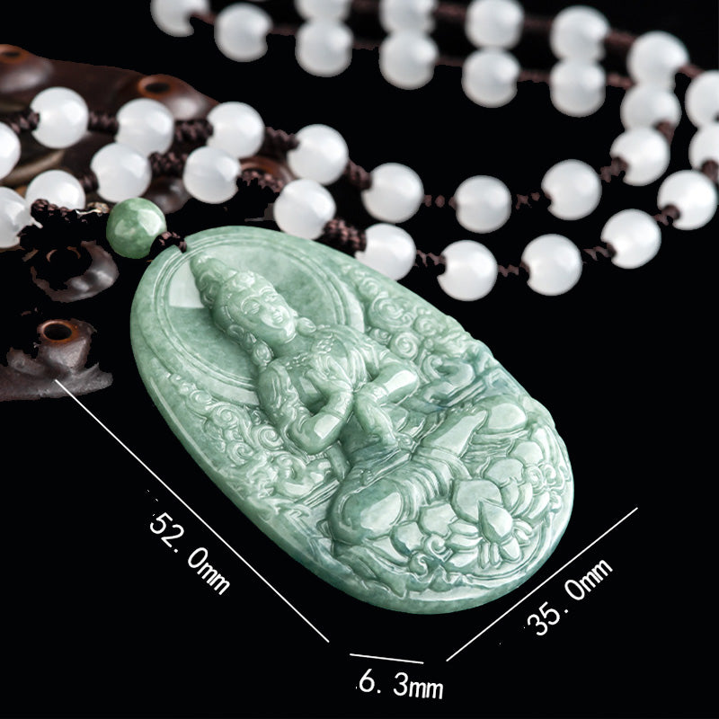 Colgante de collar de riqueza con amuleto de Avalokitesvara de Jade Natural con Buddha Stones - image 9