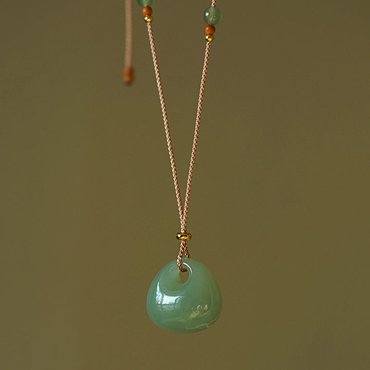 Colgante de collar de prosperidad de la suerte de jade natural con Buddha Stones (color aleatorio)