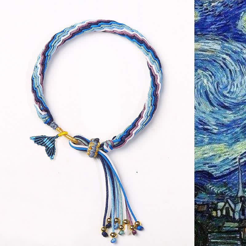 Pulsera trenzada de protección de cuerda de suerte con nudo de reencarnación