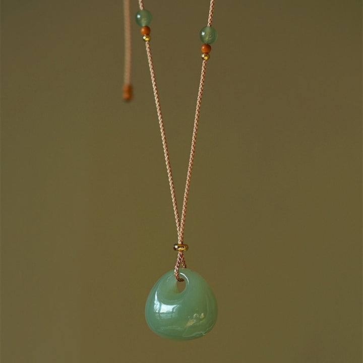 Colgante de collar de prosperidad de la suerte de jade natural con Buddha Stones (color aleatorio)
