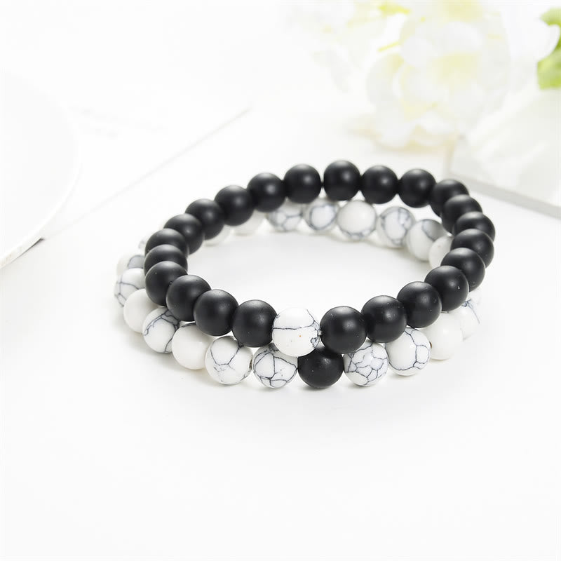 Pulsera de pareja con cuentas de turquesa blanca y piedra esmerilada Natural de Buddha Stones , 2 uds.