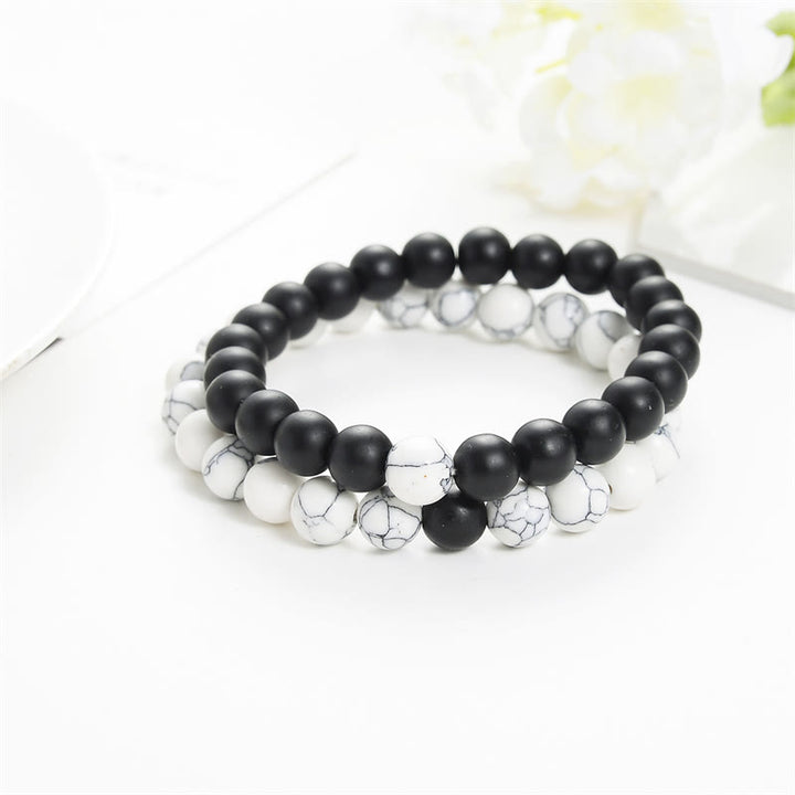 Pulsera de pareja con cuentas de turquesa blanca y piedra esmerilada Natural de Buddha Stones , 2 uds.