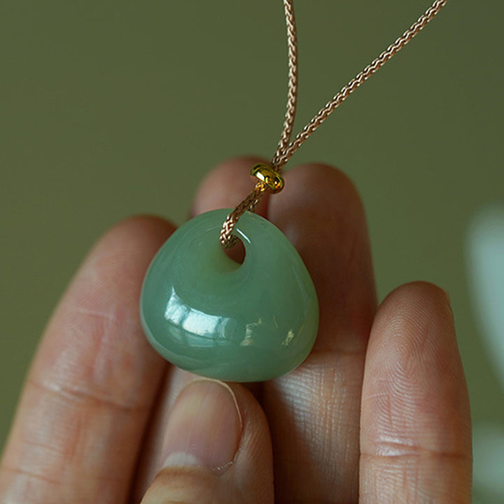 Colgante de collar de prosperidad de la suerte de jade natural con Buddha Stones (color aleatorio)