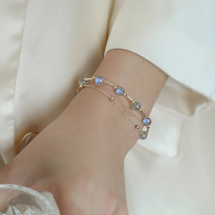 Pulsera de cadena con encanto positivo de piedra lunar