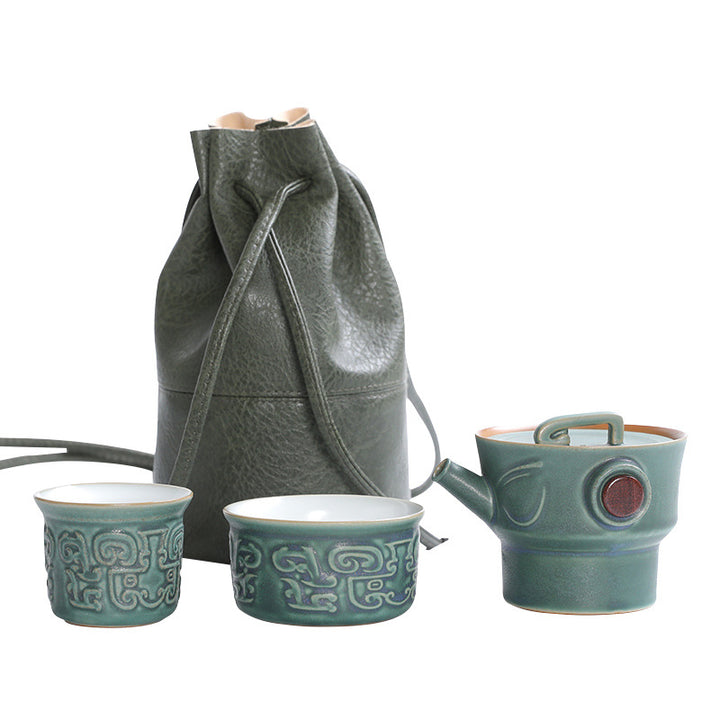 Taza de té de cerámica Kung Fu con bolsa, Buddha Stones , Sanxingdui
