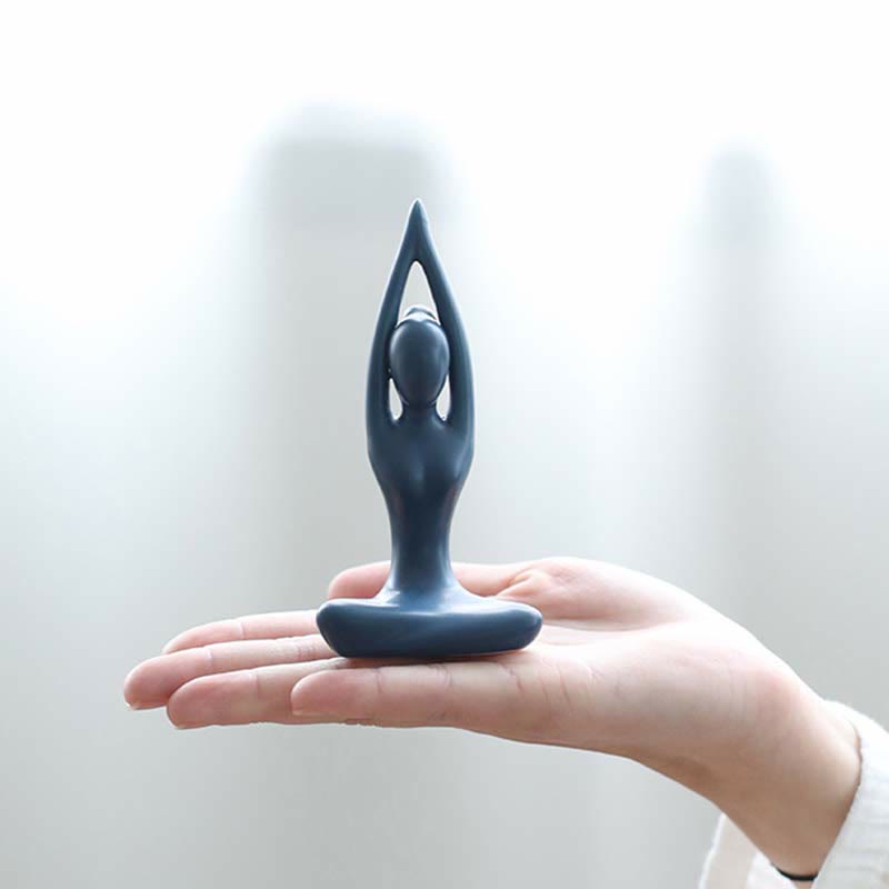 Decoración espiritual de la escultura de la estatuilla de la cerámica del ejercicio de la meditación del yoga abstracto