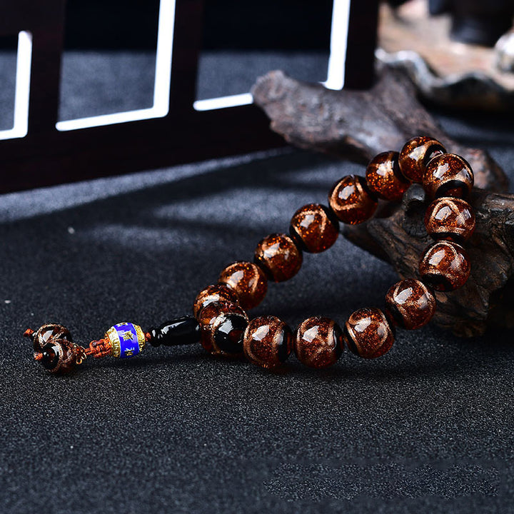 Pulsera curativa de ágata de vena de dragón tibetano