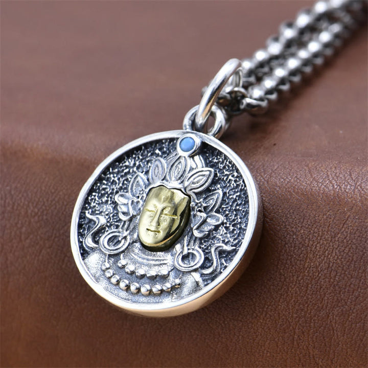 Collar con colgante de plata de ley 925 con Buddha Stones , Tara verde, doble Dorje Vajra - image 3
