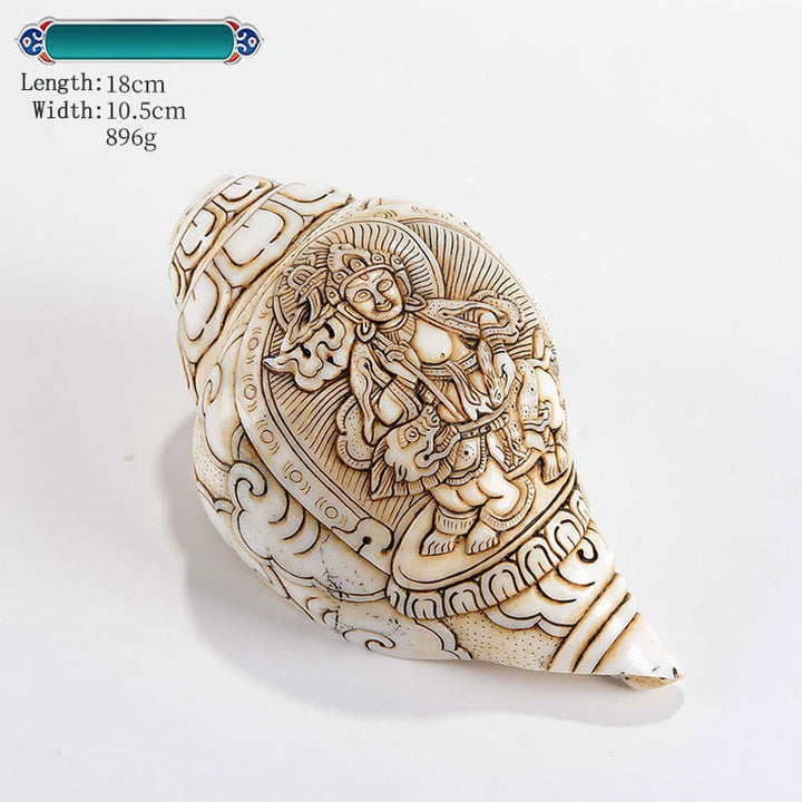 Concha tibetana hecha a mano grabada Shankha Buddha Avalokitesvara, decoración de riqueza - Rey del Tesoro 18*10,5cm - image 25