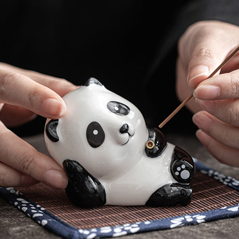 Precioso gato Panda cerámica bendición quemador de incienso decoración - image 18