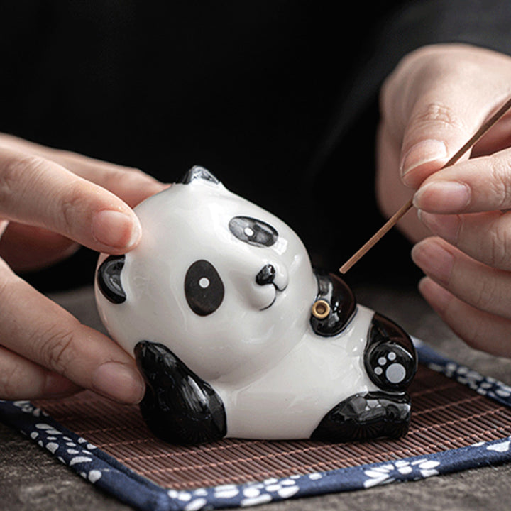 Precioso gato Panda cerámica bendición quemador de incienso decoración - image 18