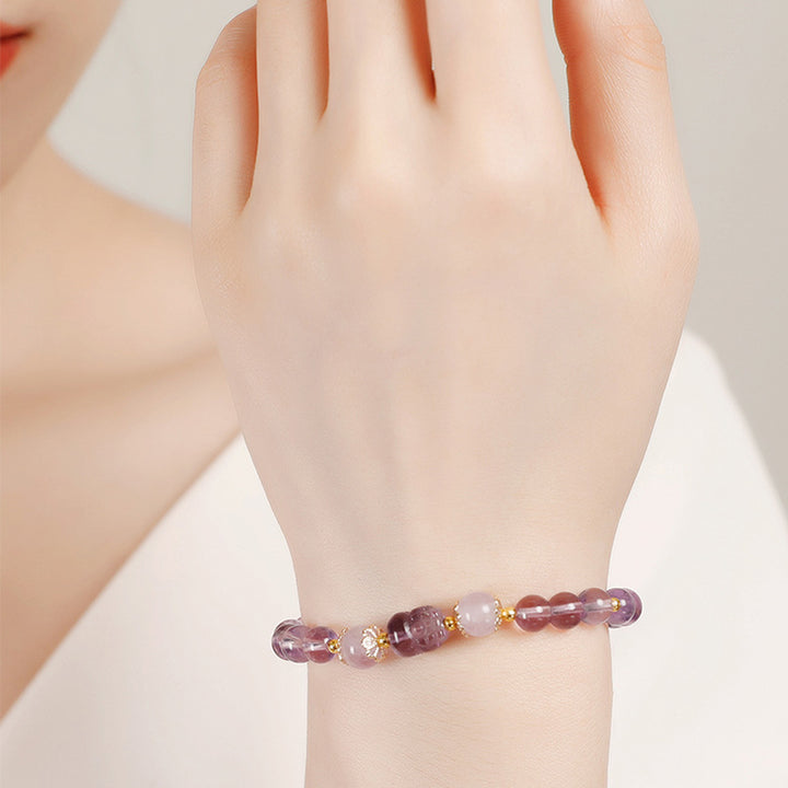 Pulsera curativa PiXiu con Buddha Stones , aguamarina, fresa, cuarzo, amatista, piedra lunar