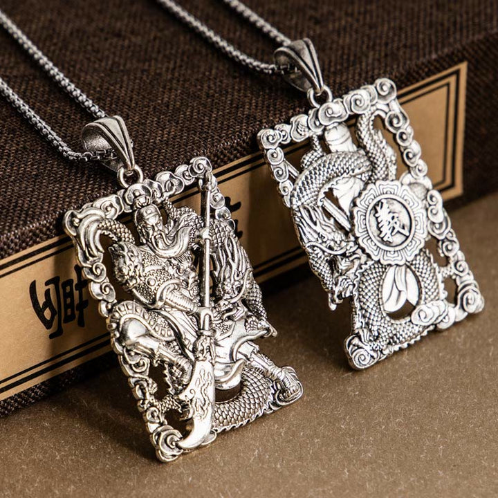 Colgante de collar de riqueza con Buddha Stones, dragón Guan Gong, nubes propicias