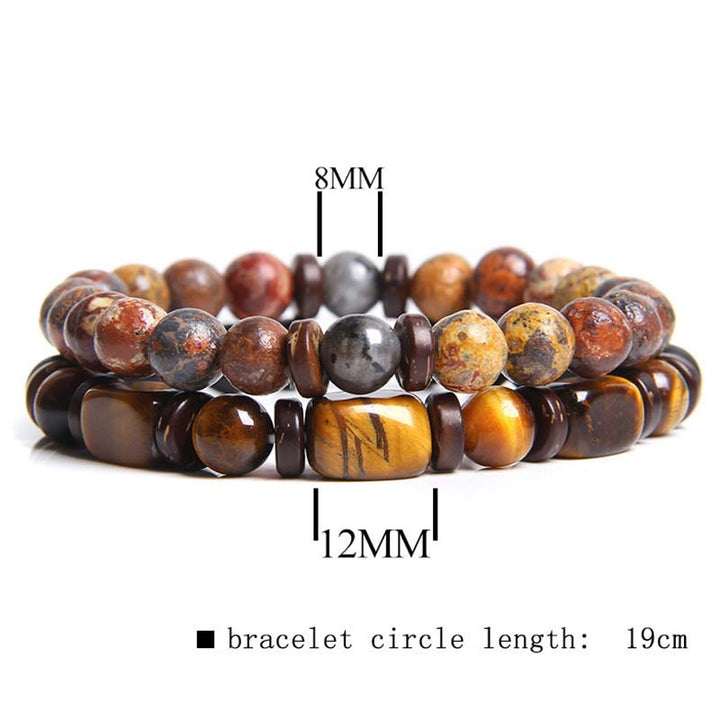 Buddha Stones 2 pulseras de cuentas de ojo de tigre de piedra emperador de cristal curativo