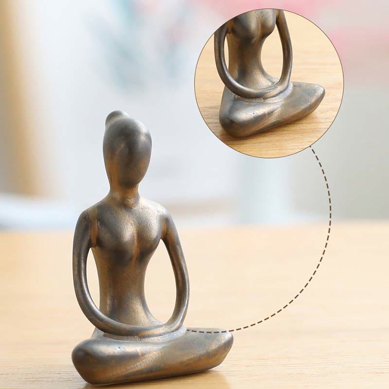 Decoración espiritual de la escultura de la estatuilla de la cerámica del ejercicio de la meditación del yoga abstracto
