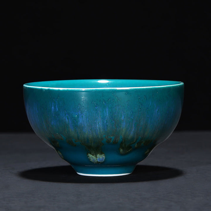 Taza de té de cerámica con cambio de horno de esmalte Jianzhan chino , Buddha Stones, taza de té Tenmoku Kung Fu