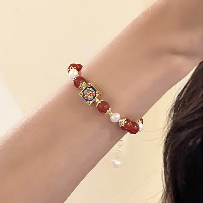 Pulsera Autoaceptación Confianza Perla Ágata Roja Buddha Stones
