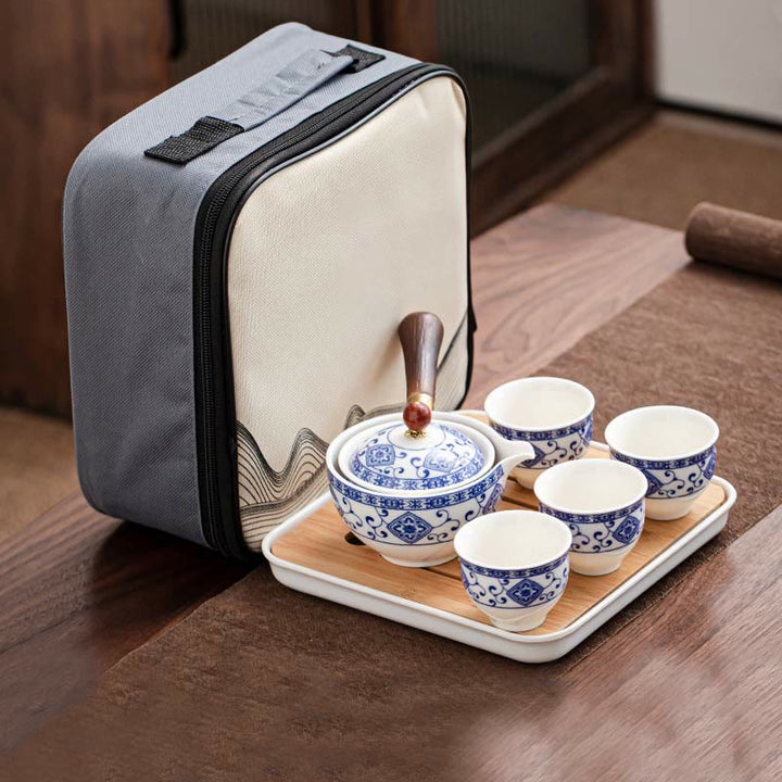 Juego de té chino Gongfu con Buddha Stones , tetera de cerámica, bolsa de regalo portátil