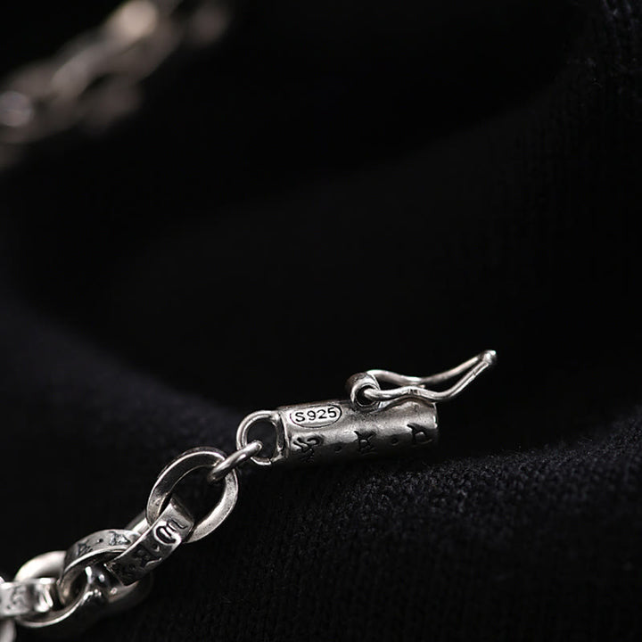 Pulsera de metal creativa con diseño tallado de Om Mani Padme Hum de plata de ley 925 con Buddha Stones - image 6