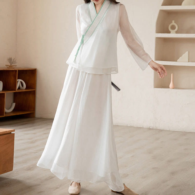 Conjunto de ropa de gasa para mujer, ropa de práctica de meditación espiritual Zen, Buddha Stones, oración Retro