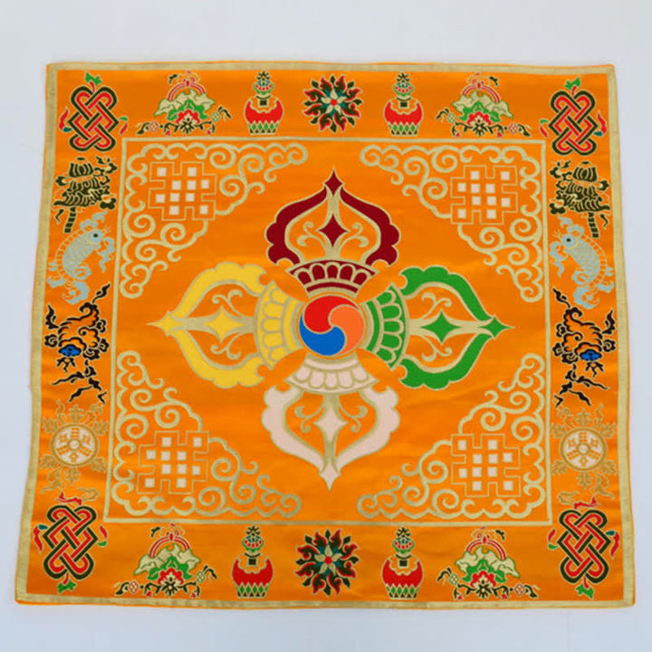 Tapete para altar de oración con nudo sin fin, tapete para meditación curativa, 8 símbolos auspiciosos, camino de mesa