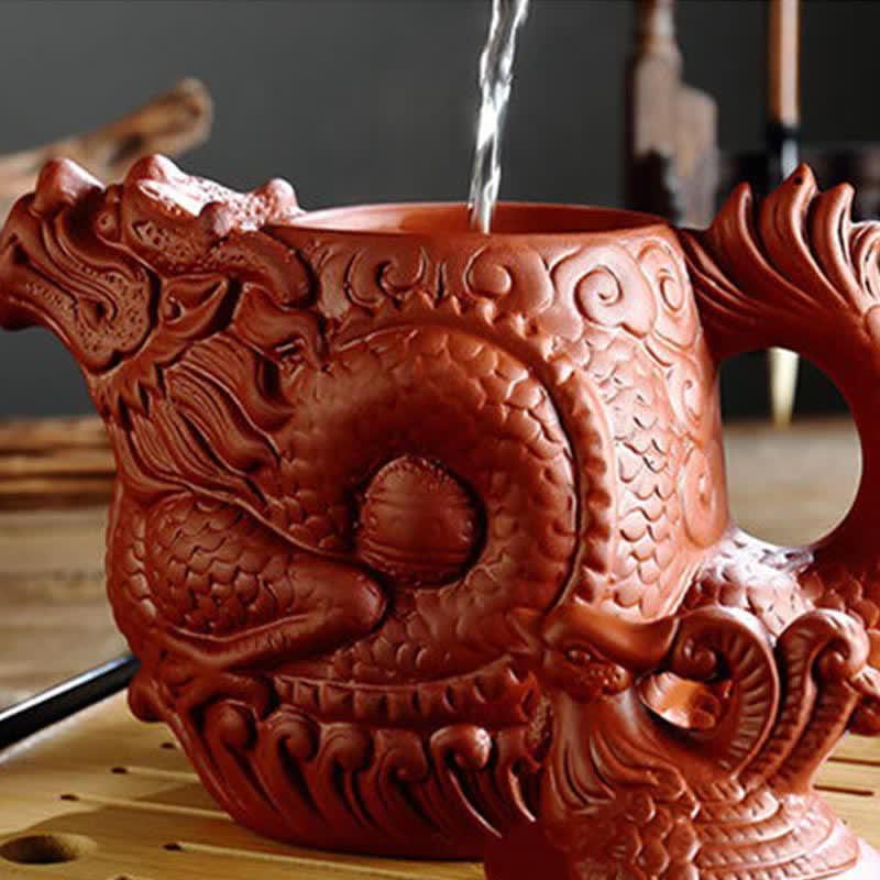Tetera de cerámica Dragon Phoenix vintage