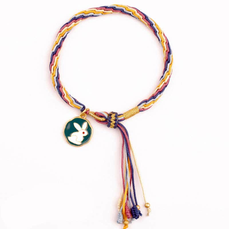Pulsera trenzada de protección de cuerda de suerte con nudo de reencarnación
