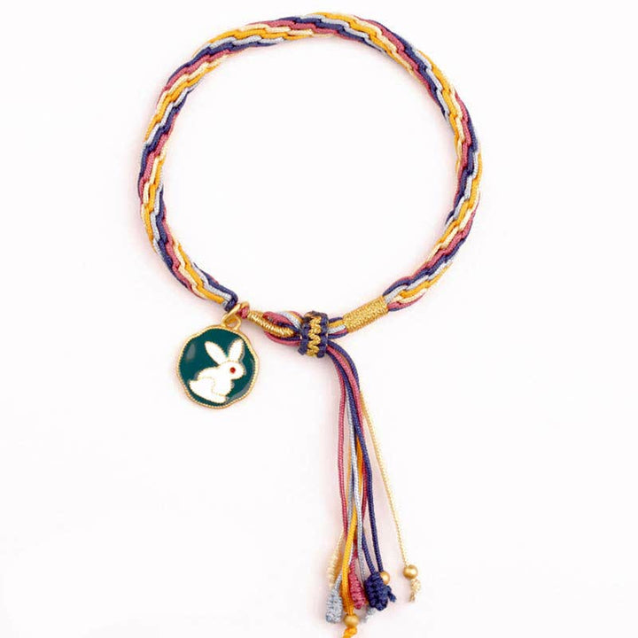 Pulsera trenzada de protección de cuerda de suerte con nudo de reencarnación