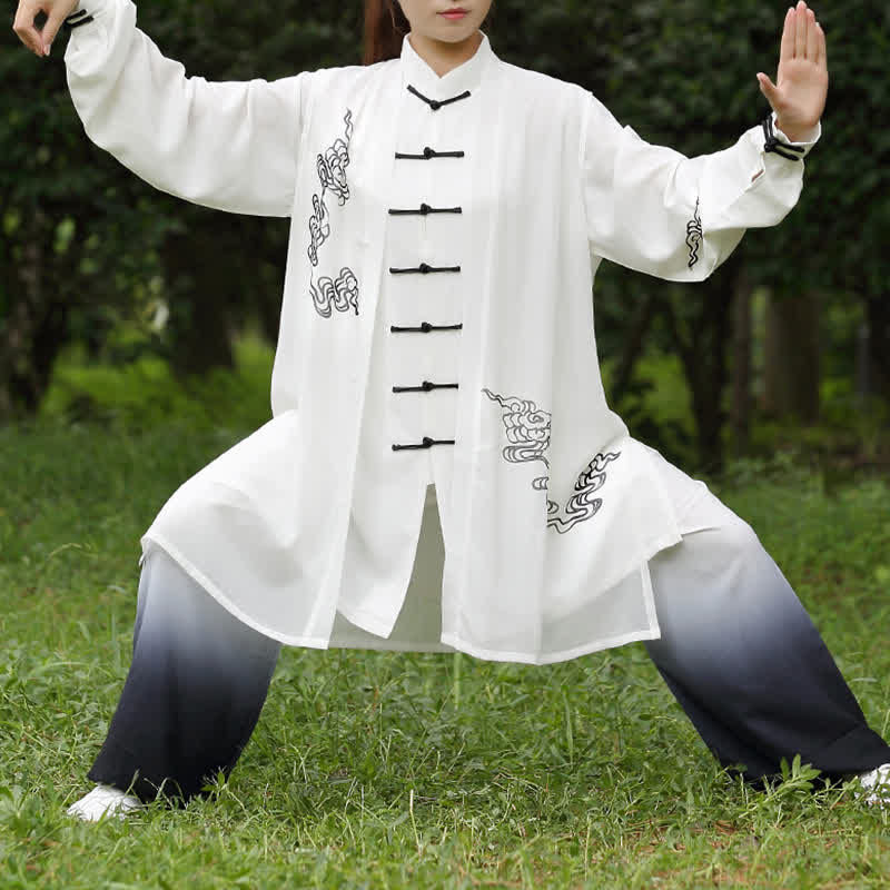 Conjunto de ropa para mujer con Buddha Stones, nubes auspiciosas, gradiente de meditación, oración, espiritualidad, zen, tai chi y qigong.