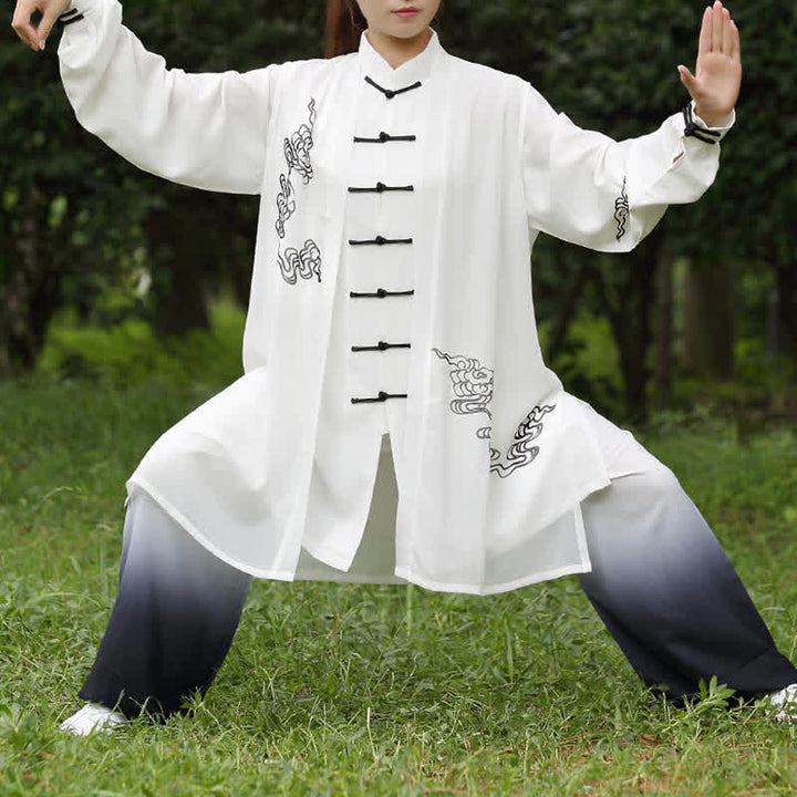 Conjunto de ropa para mujer con Buddha Stones, nubes auspiciosas, gradiente de meditación, oración, espiritualidad, zen, tai chi y qigong.